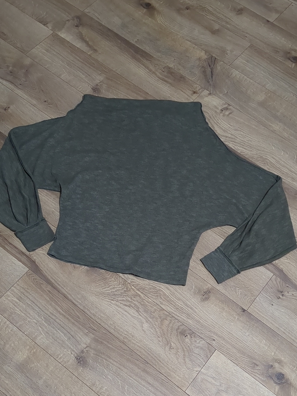 We The Free Olive Mock Neck Long Sleeve Green Top Large